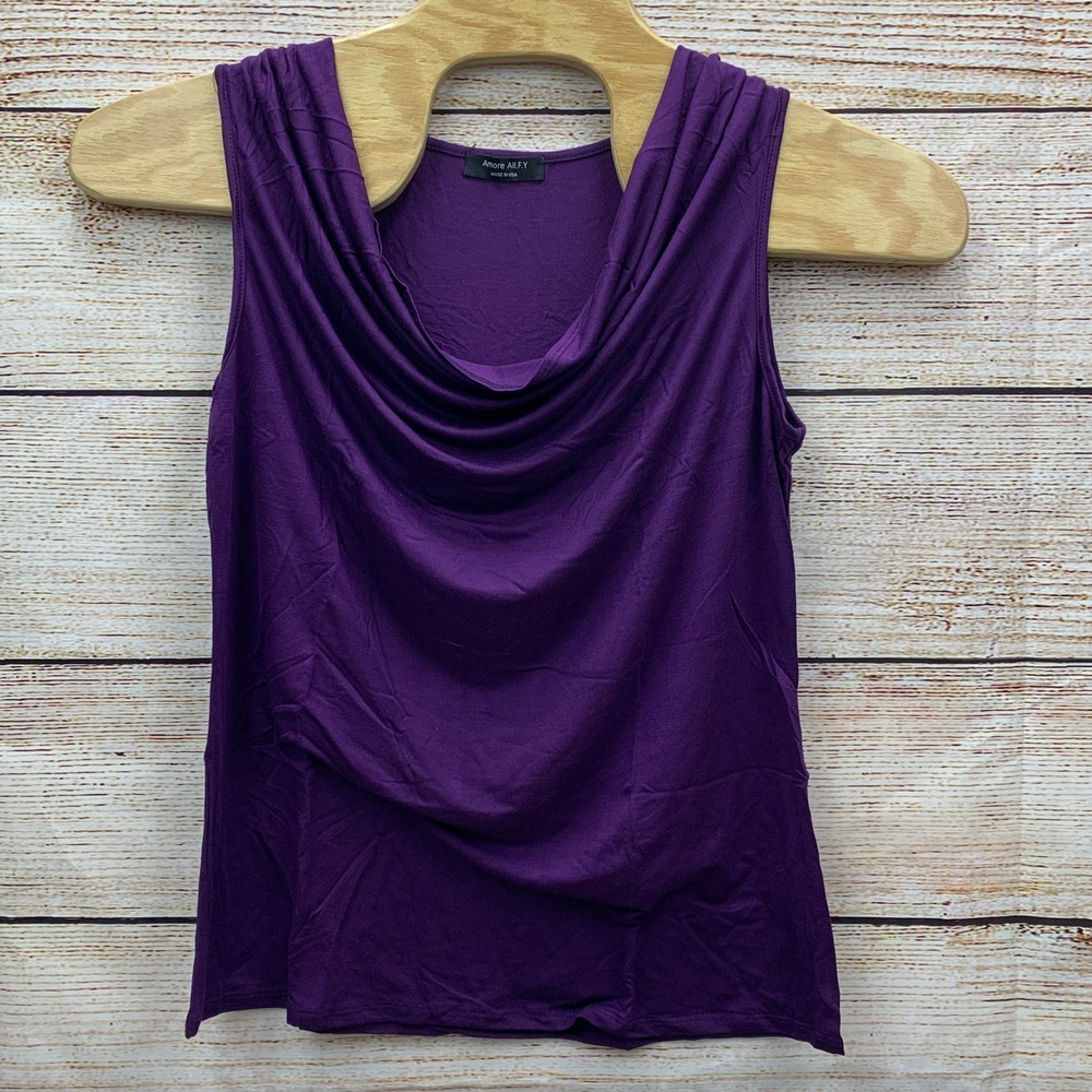 Amore All.F.Y Purple Ruched Blouse Stretch Tank Top XX-Large New Made in USA